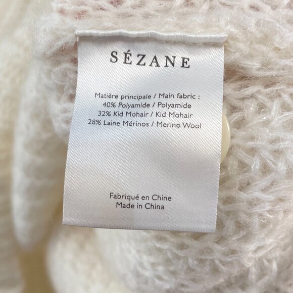 EUC Sézane Achille Mohair Wool Blend Oversized Cardigan Ecru Small - Picture 5 of 5